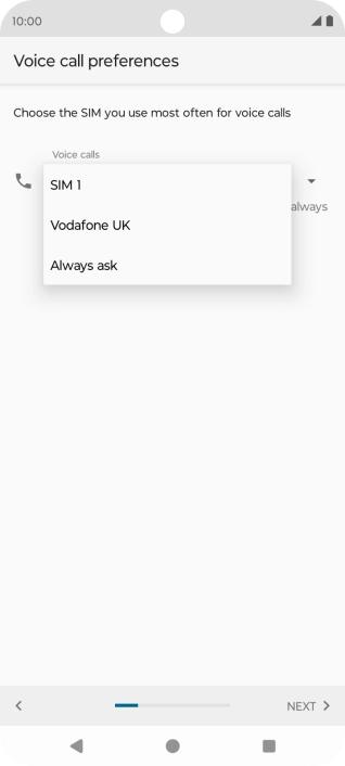 Press the required setting. Press the required setting.