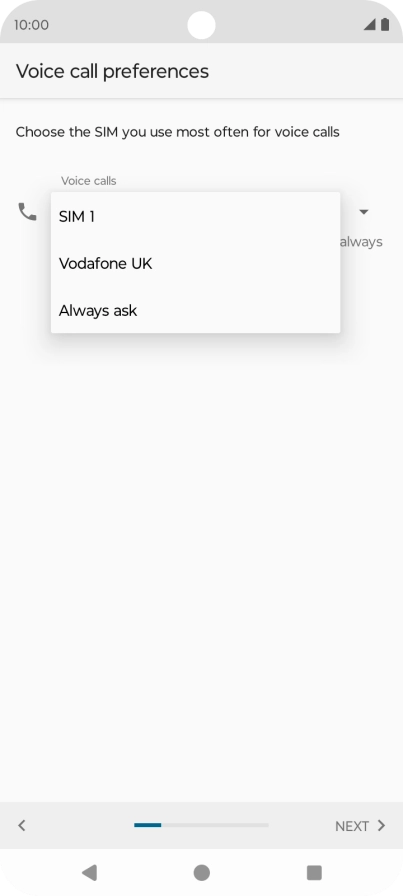 Press the required setting. Press the required setting.