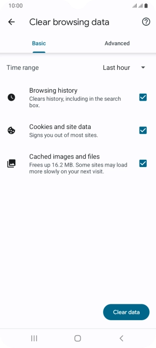 Press the fields next to the required data types.