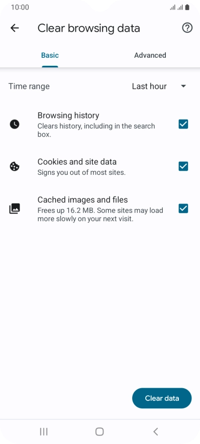 Press the fields next to the required data types.