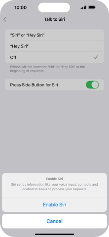 Press Enable Siri.
