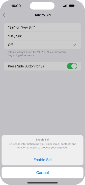 Press Enable Siri.