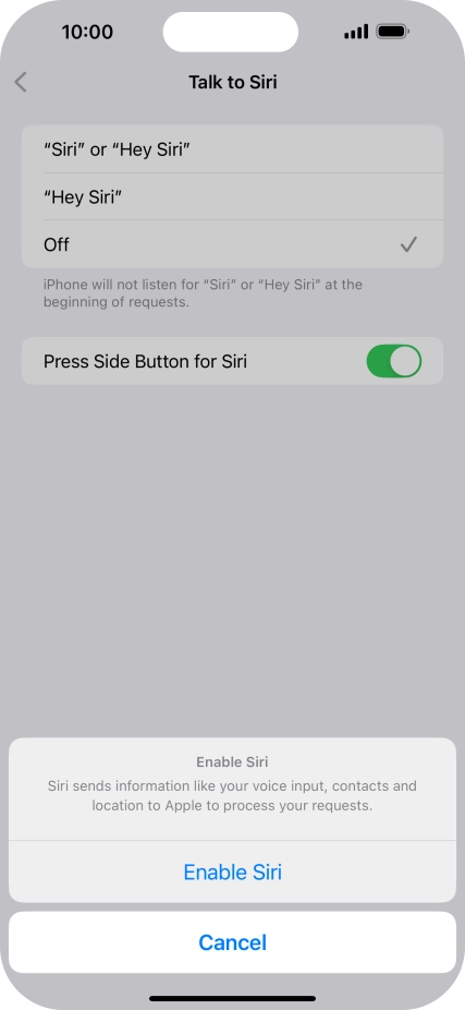Press Enable Siri.