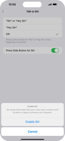 Press Enable Siri. Press Enable Siri.