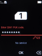 Key in the PUK and press the Navigation key.