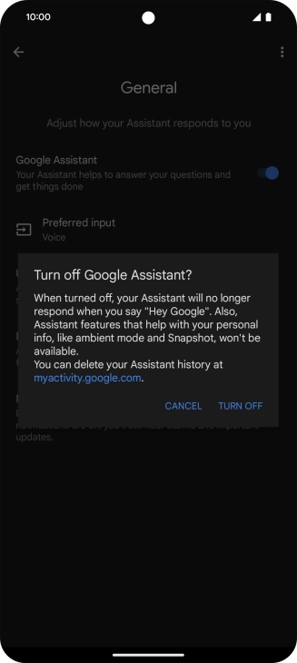 If you turn off the function, press TURN OFF.