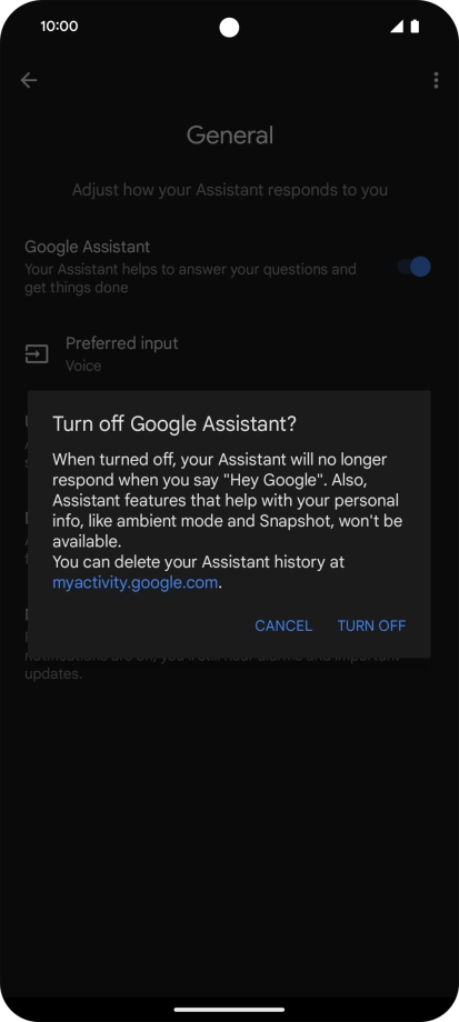 If you turn off the function, press TURN OFF.