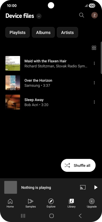 Press the required audio file. Press the required audio file.