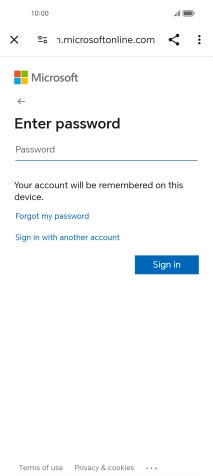 Press Password and key in the password for your email account.