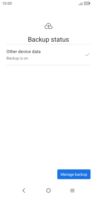 Press Manage backup.