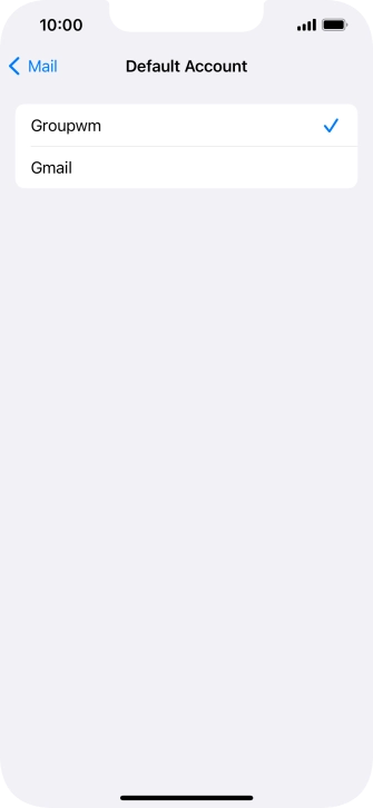 Press the required email account to select the email account as your default account.