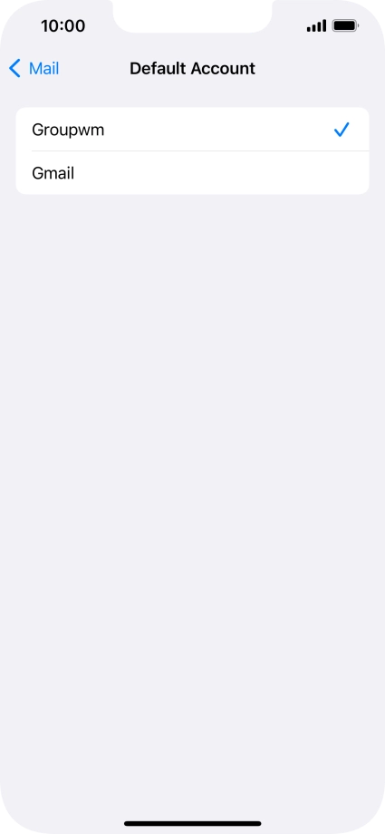 Press the required email account to select the email account as your default account.