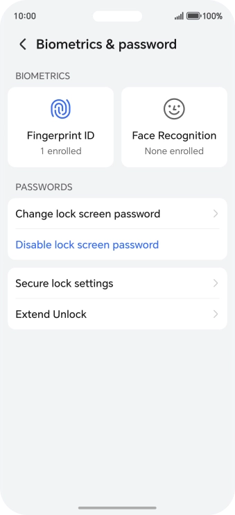 Press Disable lock screen password and key in the additional phone lock code you created earlier.