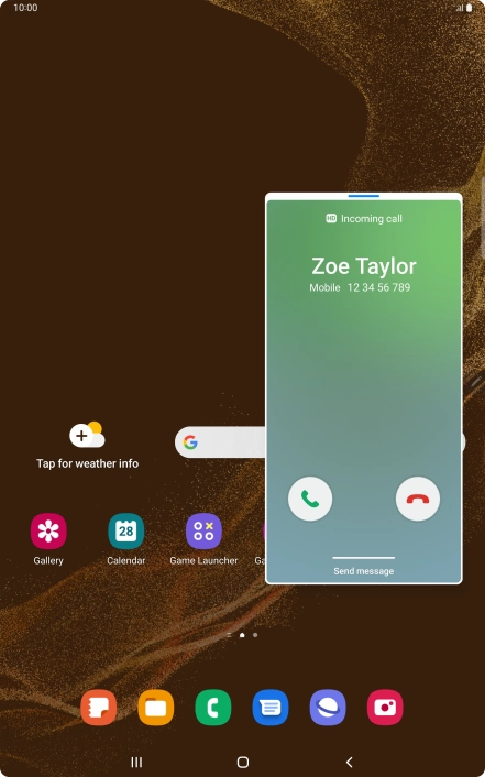 Press and drag the accept call icon right.