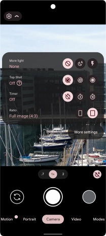 Press the required setting next to 