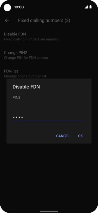 Key in your PIN2 and press OK. The default PIN2 is 1111.