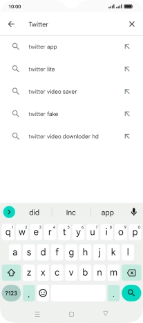 Key in Twitter and press the search icon.