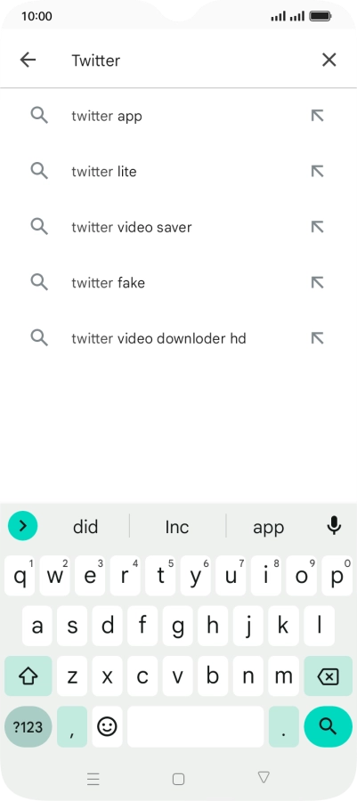 Key in Twitter and press the search icon.