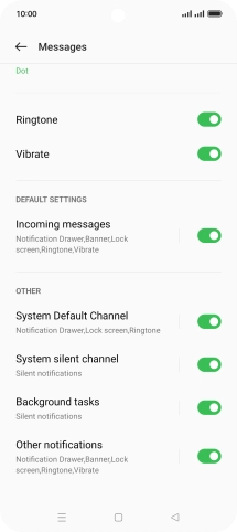 Press Incoming messages.