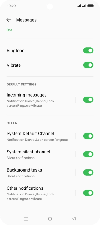 Press Incoming messages.