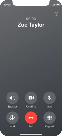 Press the end call icon to end the call and return to the home screen.