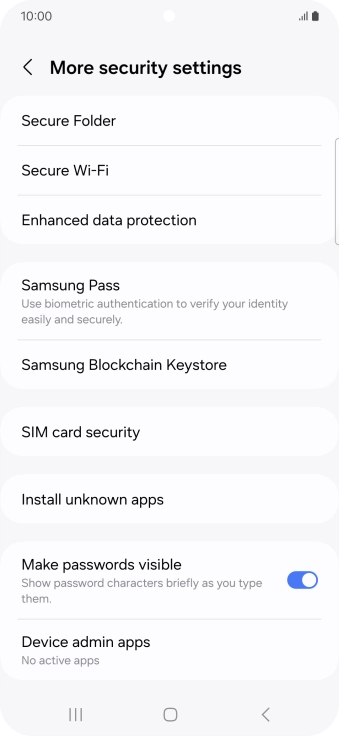 Press SIM card security.