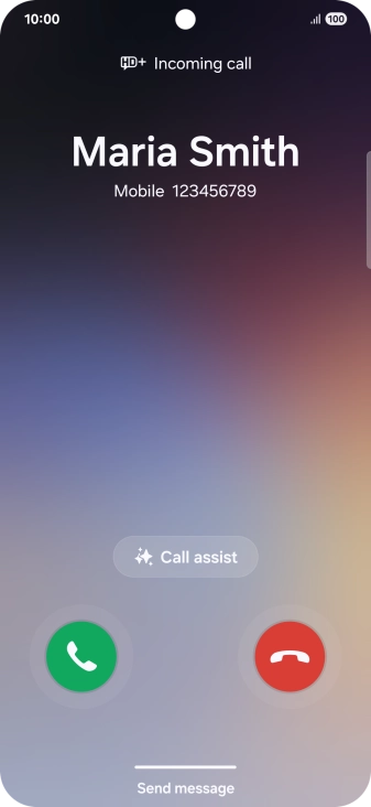 Press and drag the accept call icon right. Press and drag the accept call icon right.