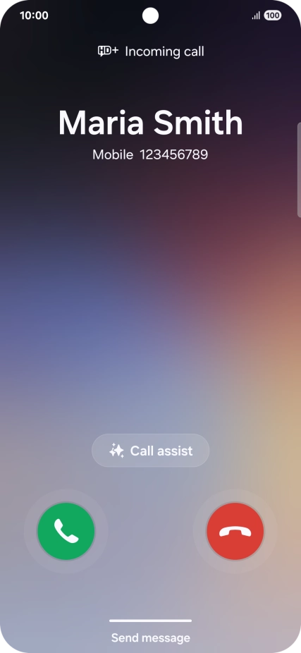 Press and drag the accept call icon right. Press and drag the accept call icon right.