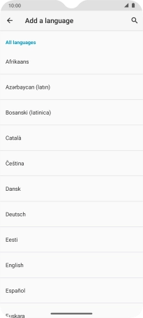 Press the required language to add it to the list of phone languages.