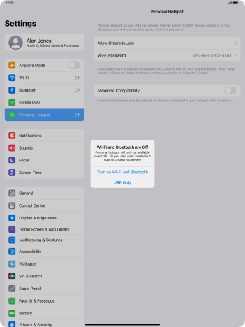 If Wi-Fi is turned off, press Turn on Wi-Fi and Bluetooth.