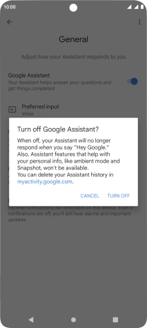 If you turn off the function, press TURN OFF.