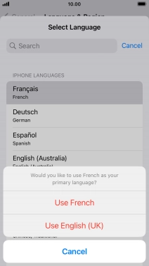 To select the new language as the default phone language, press Use ‹language› .