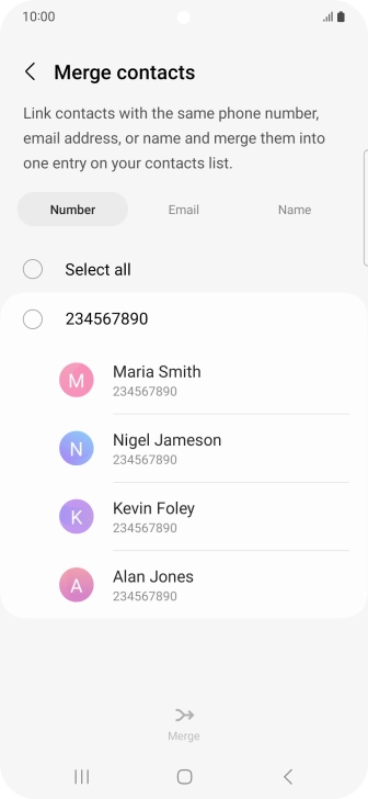 Press the field next to the required number.