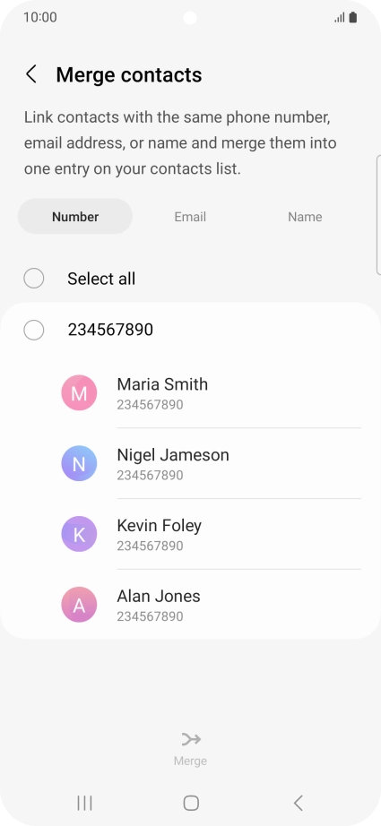 Press the field next to the required number.