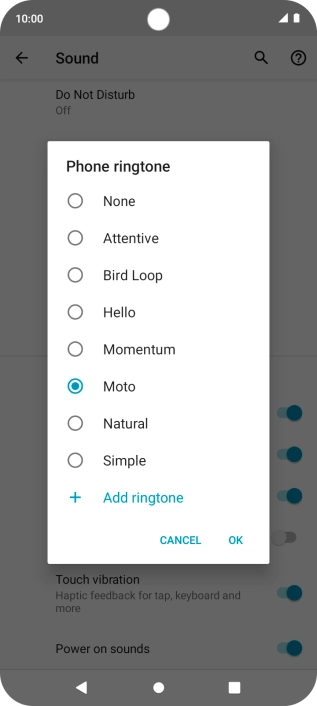 Press Add ringtone and go to the required ring tone.