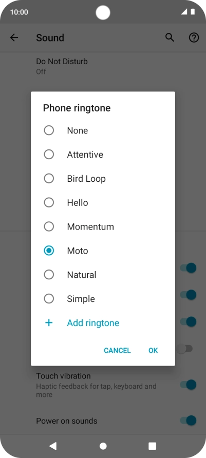 Press Add ringtone and go to the required ring tone.