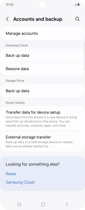 Press Manage accounts. Press Manage accounts.