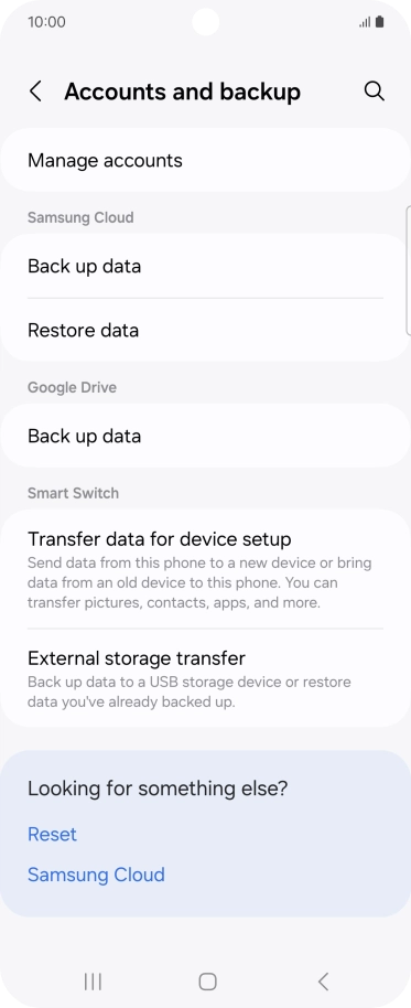 Press Manage accounts. Press Manage accounts.