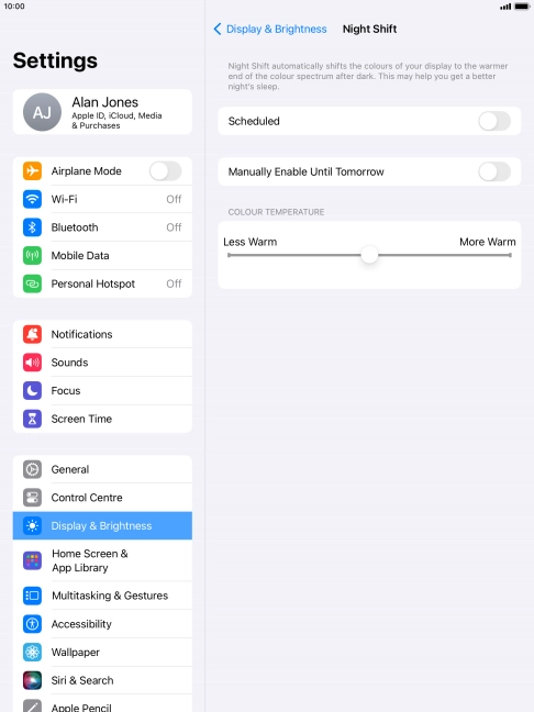 Press the indicator next to 