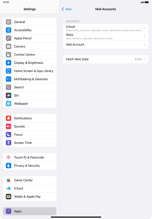 Press the required email account. Press the required email account.