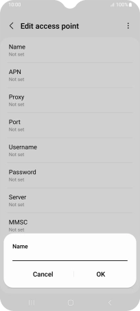 Key in Vodafone Internet and press OK. Key in Vodafone Internet and press OK.