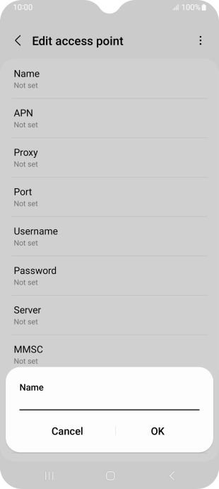 Key in Vodafone Internet and press OK. Key in Vodafone Internet and press OK.
