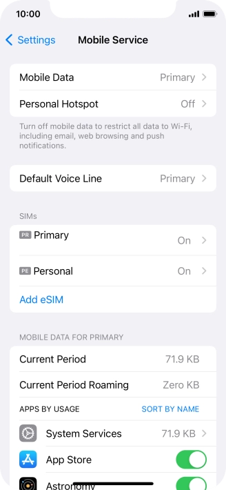 Press the required eSIM below 