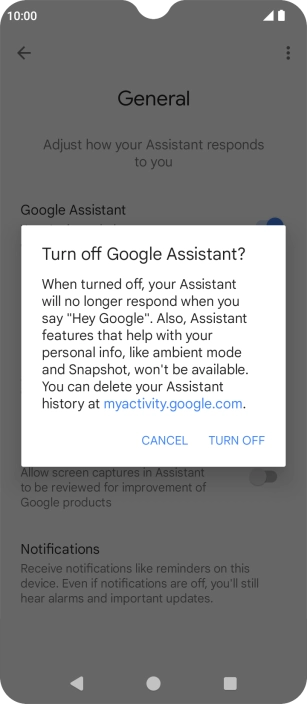 If you turn off the function, press TURN OFF.