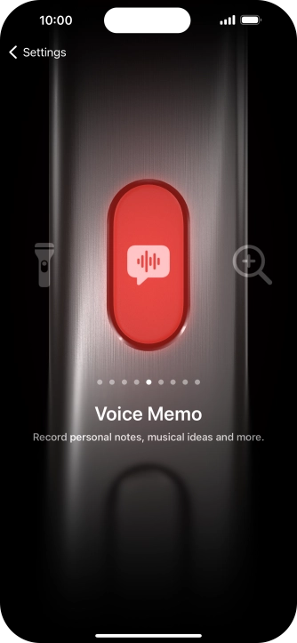 Slide your finger right or left on the screen to select the required function. Slide your finger right or left on the screen to select the required function.