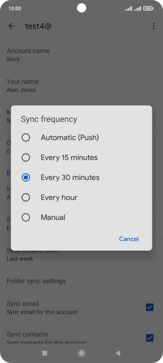 Press the required setting. Press the required setting.