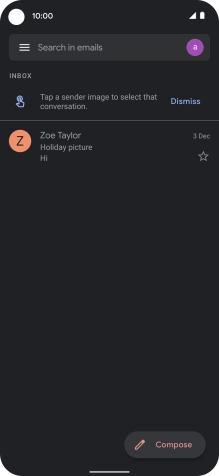 Press the email account icon.