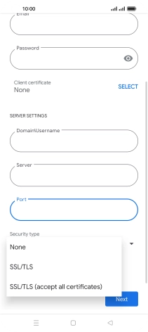 Press the required setting.