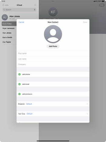 Press First name and key in the first name.