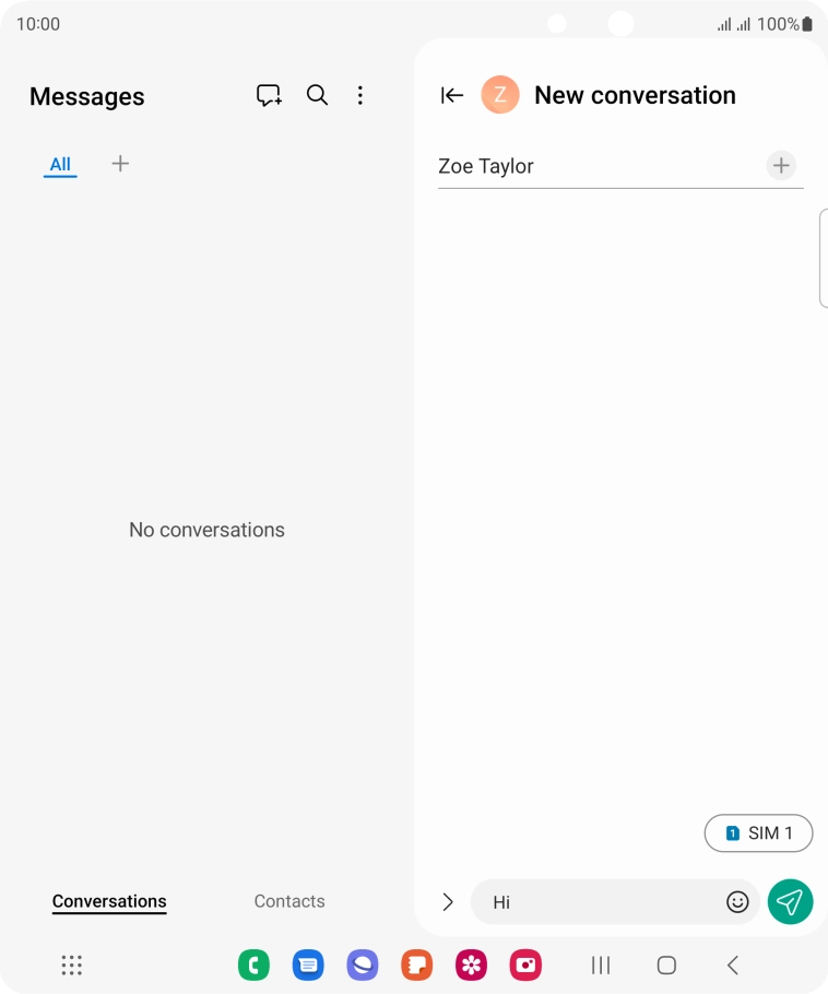 Press the send icon when you've finished your text message.